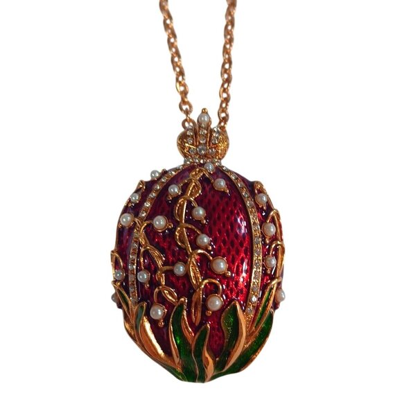 METROPOLITAN MUSEUM OF ART FABERGE EGG LILY FLOWER PENDANT BROOCH JOAN RIVERS - Picture 3 of 8